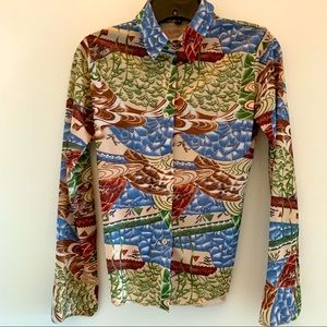 Small Fred Segal Vintage Funky Pattern Blouse NICE, Perfect Condition